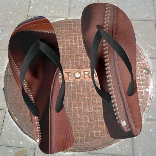 Chanclas Cierre de cuero marrón falso fotográfico