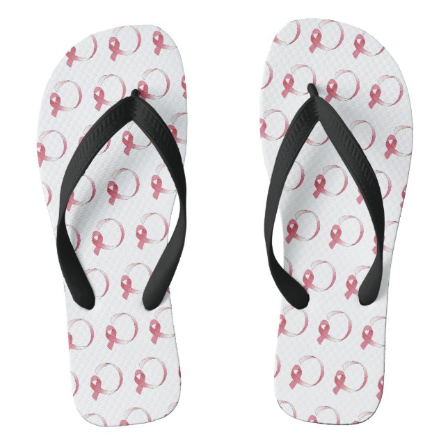 Chanclas Cinta rosa de cáncer de mama dibujando Mes de BCA (Plantilla)