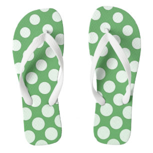Chanclas Círculos blancos grandes en cascada verde lima