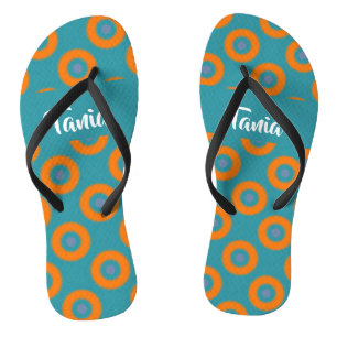 Chanclas círculos naranjas en azul