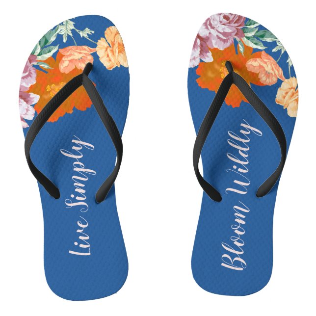 Chanclas Cita ampliamente inspiradora de flor azul (Plantilla)