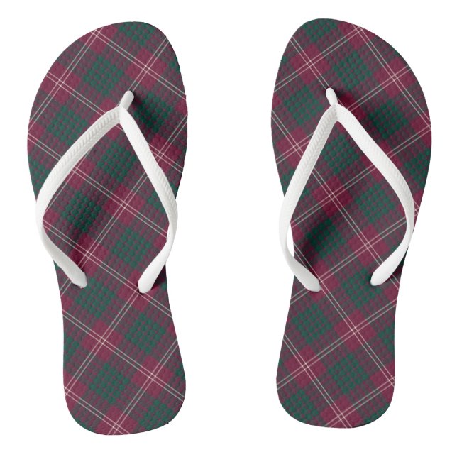 Chanclas Clan Crawford Tartan Dark Red and Green Plaid (Plantilla)
