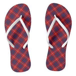 Chanclas Clan Hamilton Tartán Placa roja y azul