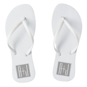 Chanclas Clásicas parejas Blanco y gris