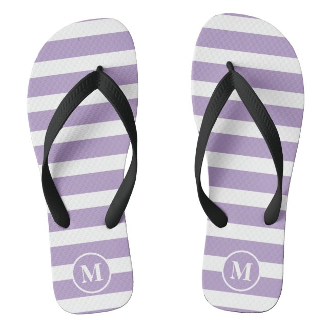 Chanclas Clásico Monograma Lilac Púrpura y Bandas Blancas F (Plantilla)