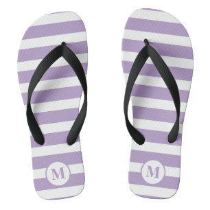 Chanclas Clásico Monograma Lilac Rayas moradas y blancas