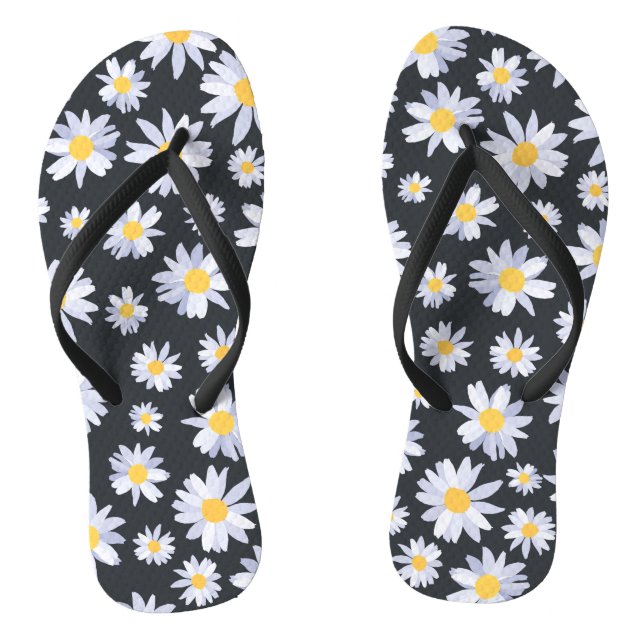 Chanclas Clásico White Daisy Flowers Botánico (Plantilla)