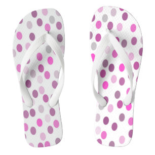 Chanclas Clásicos puntos de polka rosa en blanco