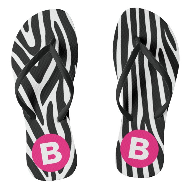 Chanclas Classic Zebra Stripes Bright Pink Monogram (Plantilla)