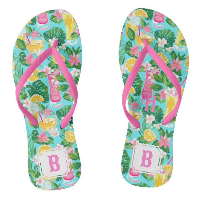 Chanclas Cócteles tropicales de verano de Preppy | Monogram (Plantilla)