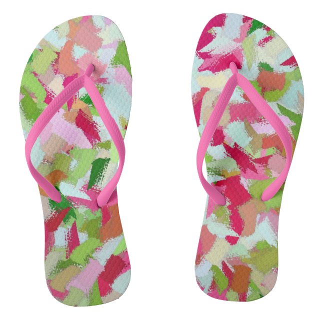 Chanclas Colas rosas y verdes (Plantilla)