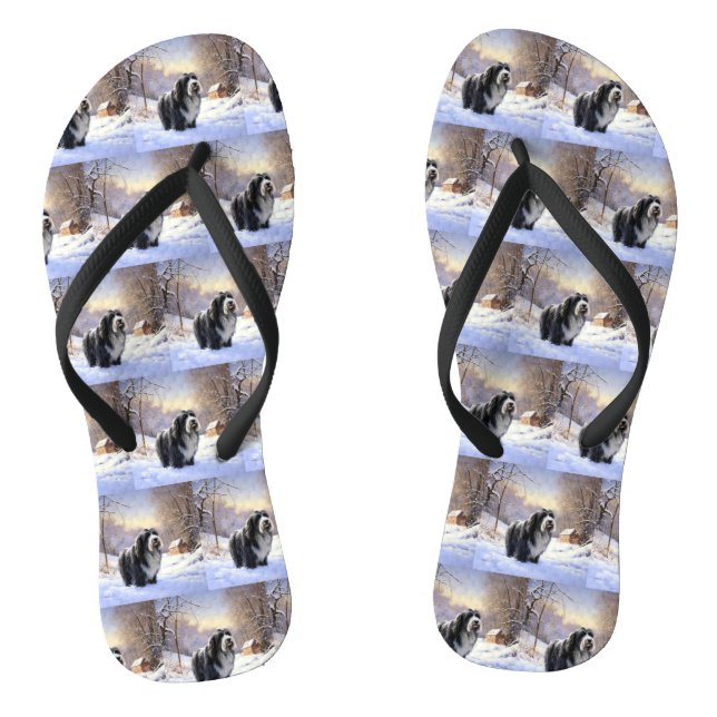 Chanclas Collie Barbudo Deja que nieve Navidad (Plantilla)