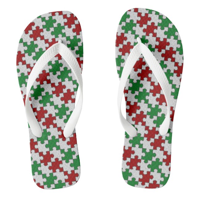 Chanclas Colores de vacaciones Jigsaw Pieces Flip Flops (Plantilla)