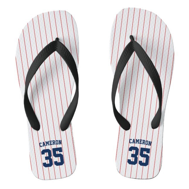 Chanclas Colores editables Béisbol Jersey Stripes Nombre (Plantilla)