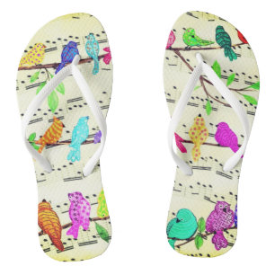 Chanclas Colores Flip Flops de pájaro musical