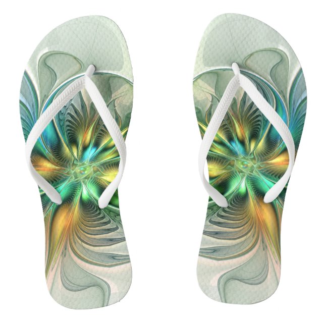 Chanclas Colorida Fantasía Moderna Abstracto Flor Fractal (Plantilla)