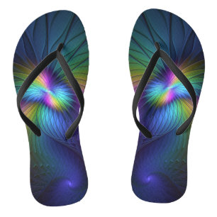 Chanclas Colorido Con Azul Moderno Resumen Arte Fractal