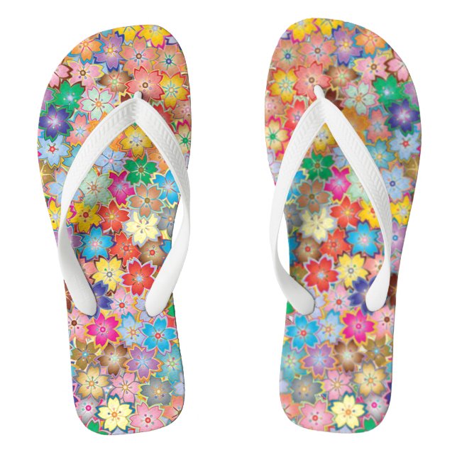 Chanclas Colorido Diseño Floral Flip Flops (Plantilla)