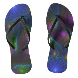 Chanclas Colorido Luminoso Abstracto Moderno Trippy Fractal