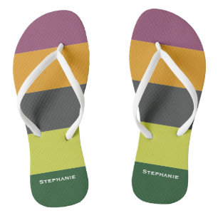 Chanclas Colorido Naranja Verde Marrón Abstract Strikes Nam