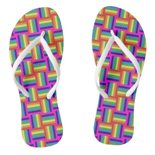 Chanclas Colorido patrón de bloqueo de arco iris