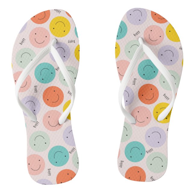 Chanclas Colorido Patrón sonriente de cara feliz (Plantilla)