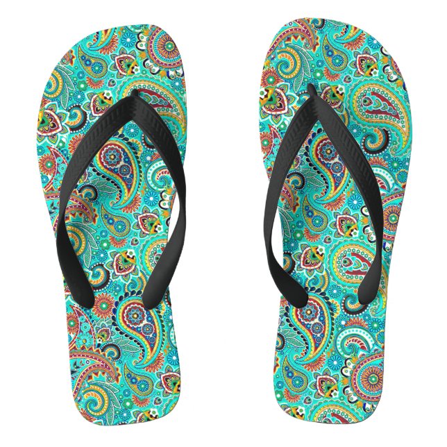 Chanclas Colorido Retro Paisley (Plantilla)