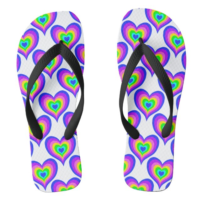 Chanclas Coloridos corazones arcoiris Orgullo amor Flip Flo (Plantilla)