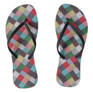 Chanclas coloridos cuadrados vintage con estampado