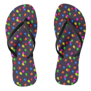 Chanclas Coloridos globos sonrientes Black Flip Flops