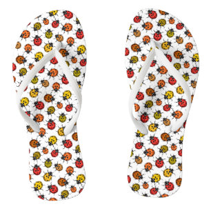 Chanclas Coloridos ladybugs sobre blanco