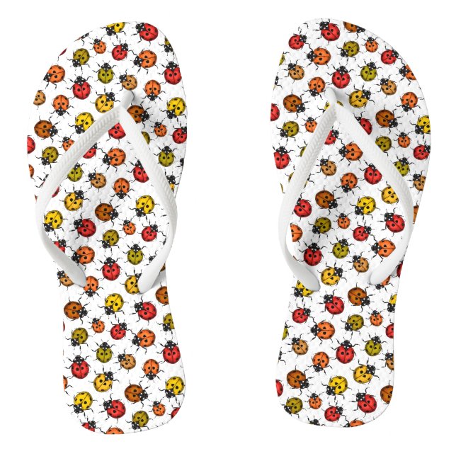 Chanclas Coloridos ladybugs sobre blanco (Plantilla)