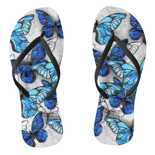 Chanclas Composición de las mariposas blancas y azules (Plantilla)