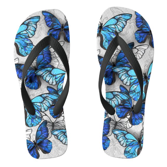 Chanclas Composición de las mariposas blancas y azules (Plantilla)