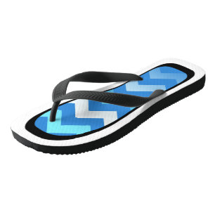 Chanclas con Chevron Azul y Ribete Blanco/Negro