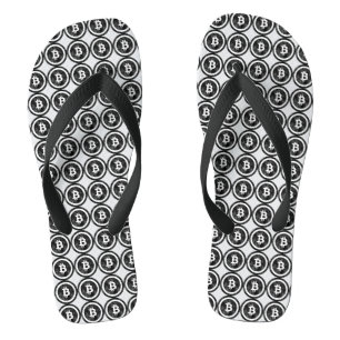 Chanclas con logo de moneda negra estropeada de Bi