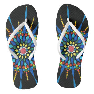 Chanclas con mosaico de piedras preciosas colorida