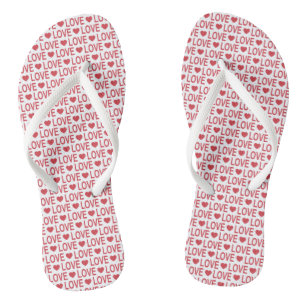 Chanclas con Patrón de Amor Rojo