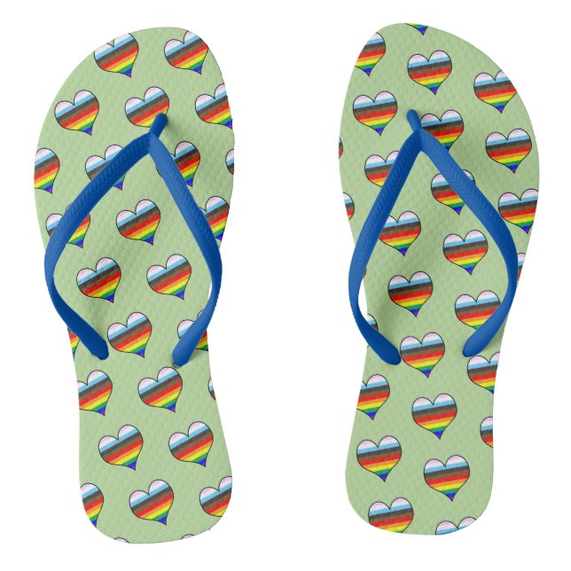 Chanclas con patrón de corazón de arcoíris (Plantilla)