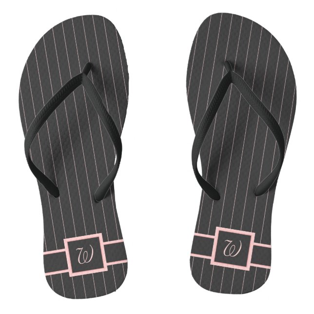 Chanclas con rayas finas rosadas negras (Plantilla)