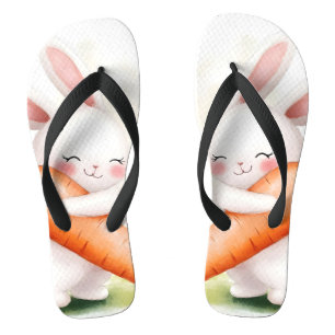 Chanclas Conejito de acuarela primaveral lindo zanahoria