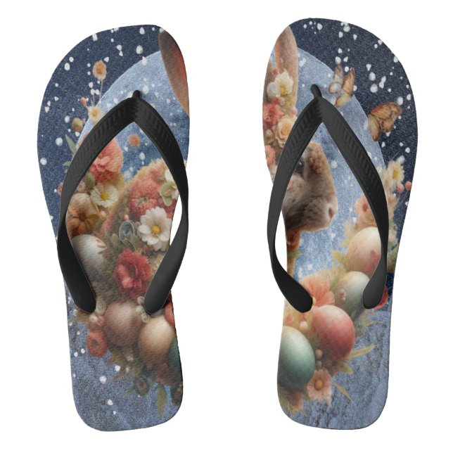 Chanclas Conejo de Pascua en flor  (Plantilla)