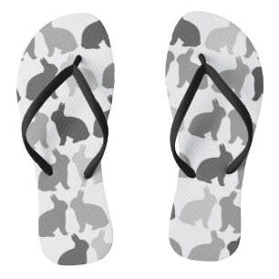 Chanclas Conejo de Pascua moderno en blanco y negro
