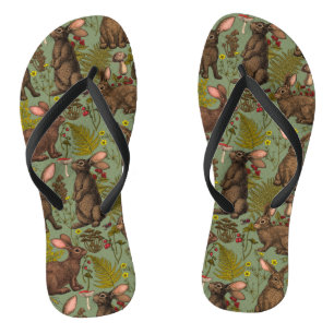 Chanclas Conejos y flora silvestre Flip Flops