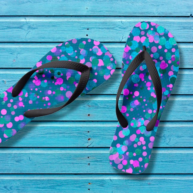 Chanclas Confeti rosa morado de moda azul  sobre verde azul (Subido por el creador)
