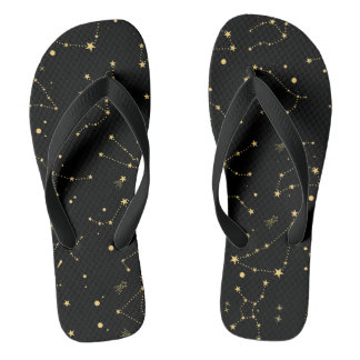 Chanclas Constelaciones del Zodiaco Negras y Doradas