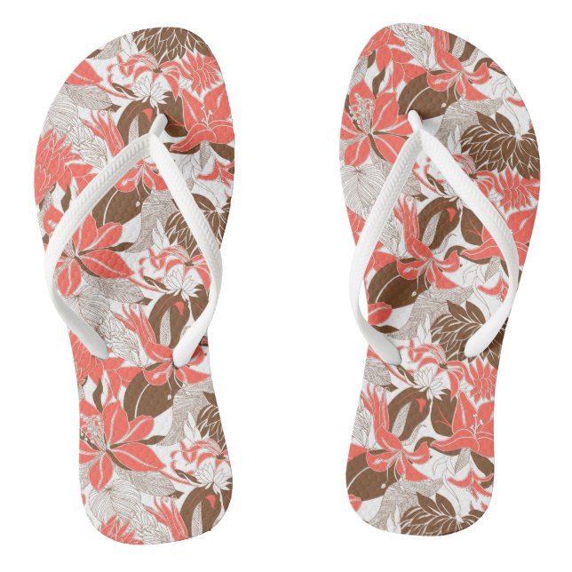 Chanclas Contour Hawaii Lily tropical y Protea Floral (Plantilla)