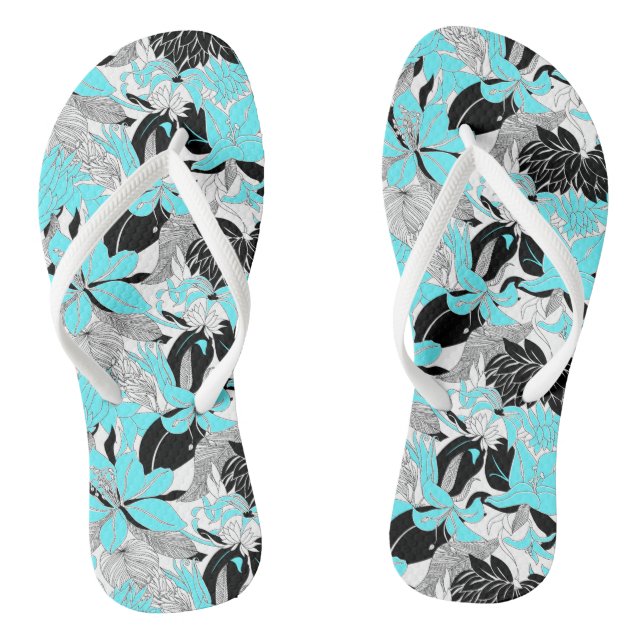 Chanclas Contour Hawaii Lily tropical y Protea Floral (Plantilla)