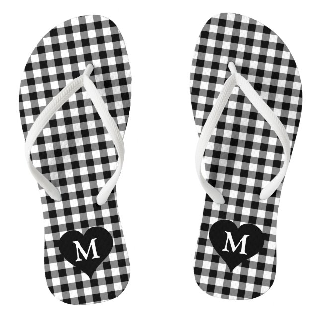 Chanclas Controles Modernos De Monograma En Blanco Y Negro (Plantilla)