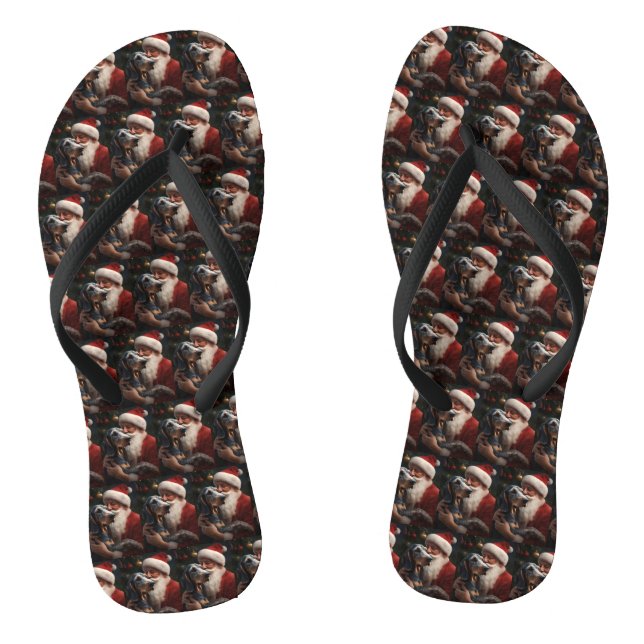 Chanclas Coonhound Bluetick Con Navidades De Santa Claus (Plantilla)